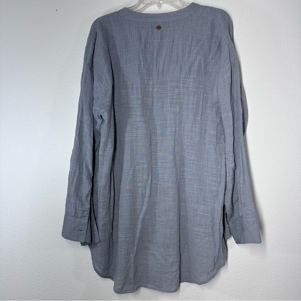 RIPCURL Women’s Blue Gray Surf Tunic Long Sleeve V-Neck Shirt Size Large Cotton - Picture 2 of 6